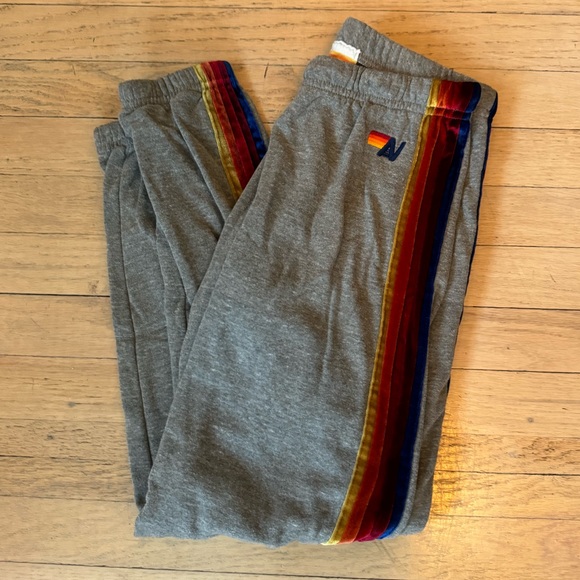 AVIATOR NATION CLASSIC VELVET STRIPES SWEATPANTS - HEATHER GRAY size s - Picture 8 of 9